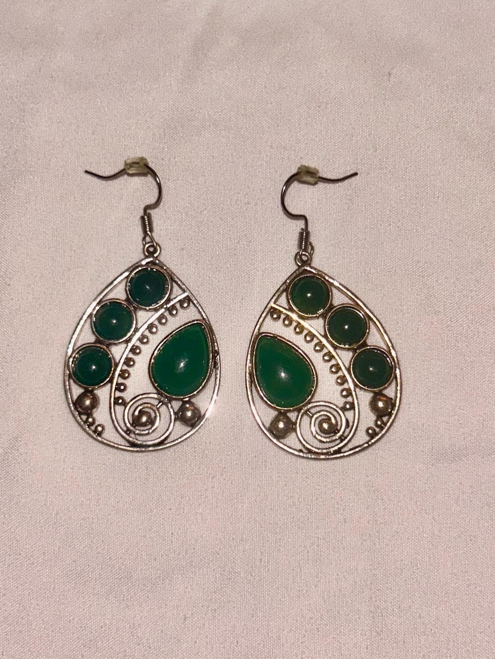 Green Teardrop Dangle Earrings - Unbranded